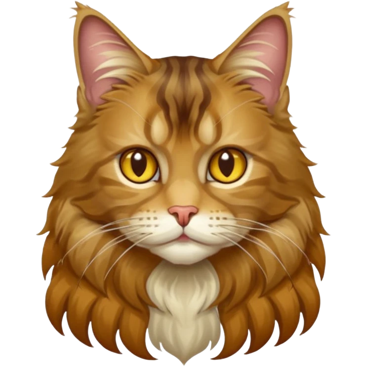 Realizza un gatto di razza maine coon con denti affilatissimi e cattivissimo emoji