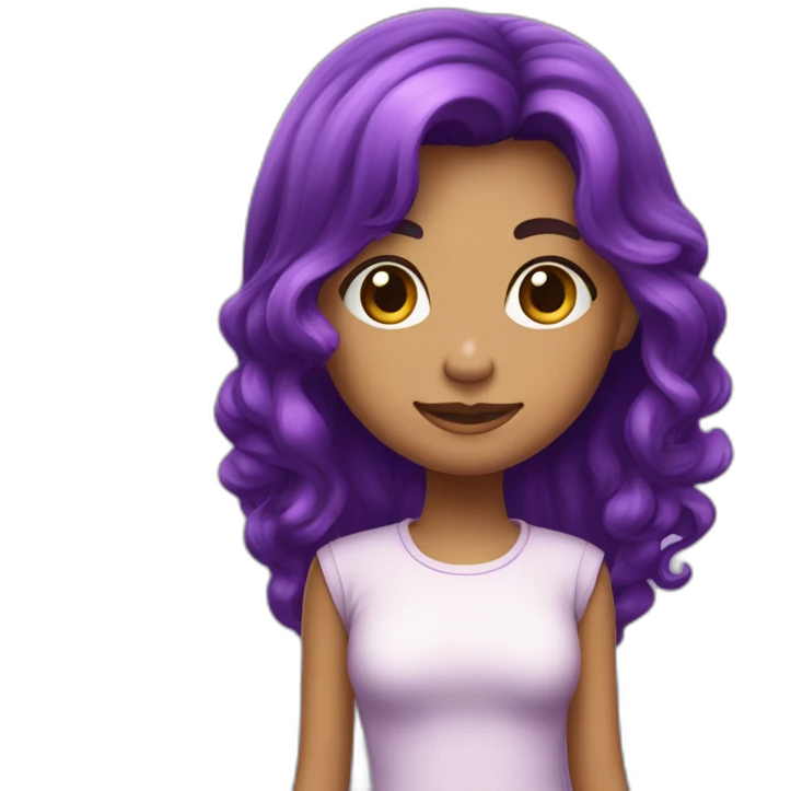 Fille au cheveux violets mi-long qui se tient debout droite en entier  emoji