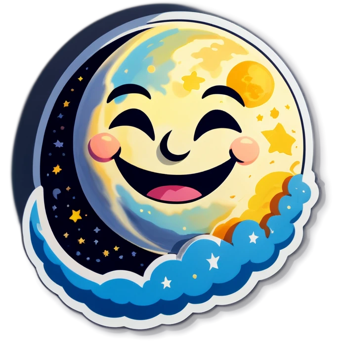 Moon with a happy face  emoji