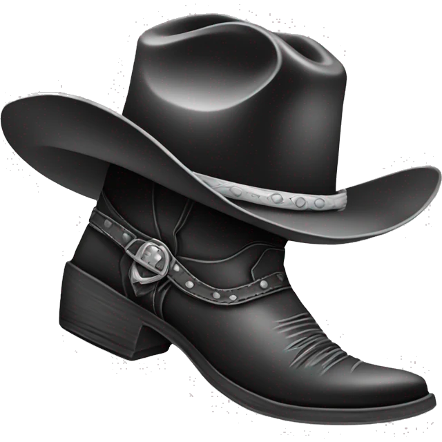 Cowboy boot black and white with hat emoji