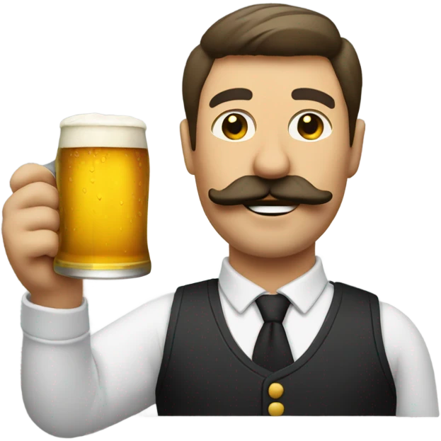 Guy with mustache that has beer in hand emoji