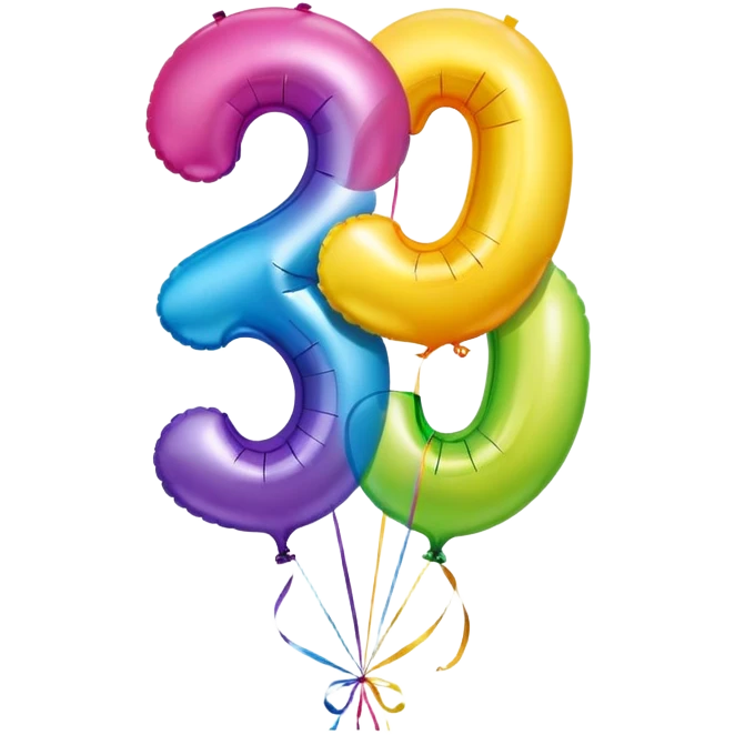 Balloons that say 34 emoji