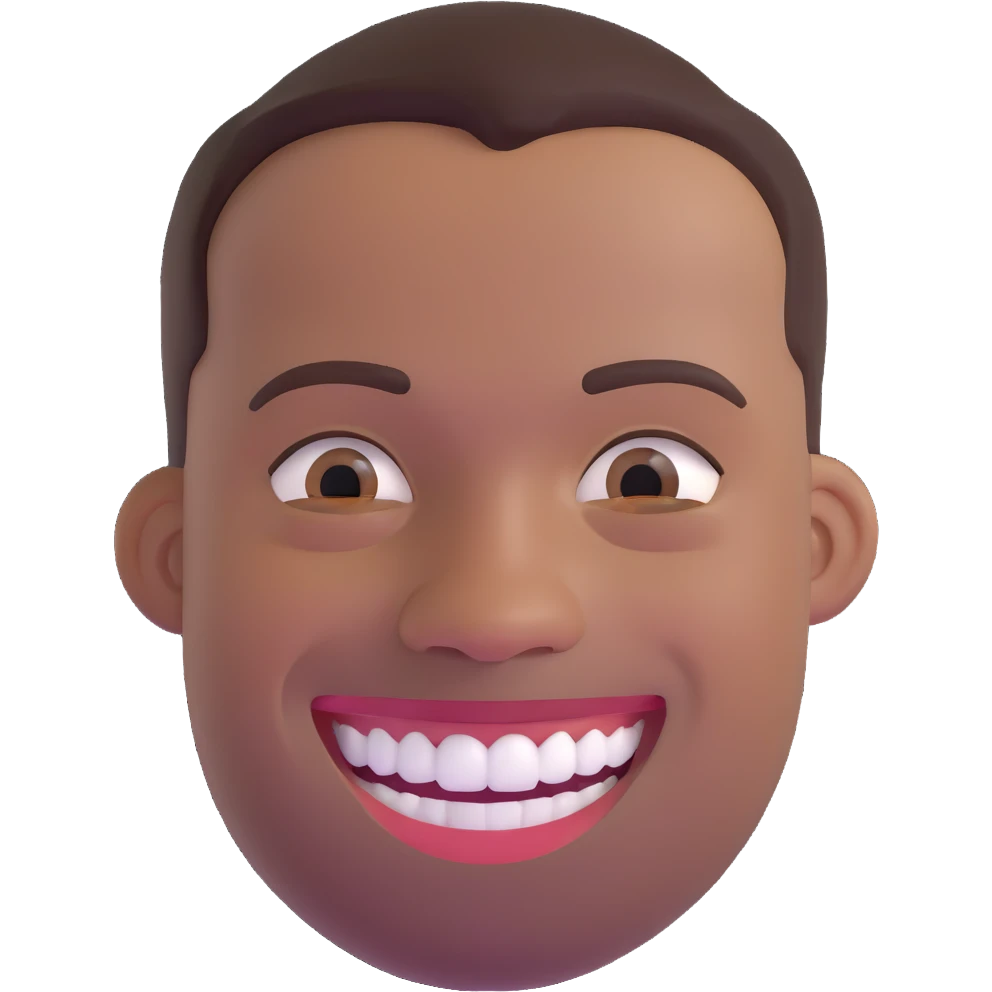 smiling black man with big teeth, standard male haircut, oval face, Rio de Janeiro theme, no glasses, carioca emoji