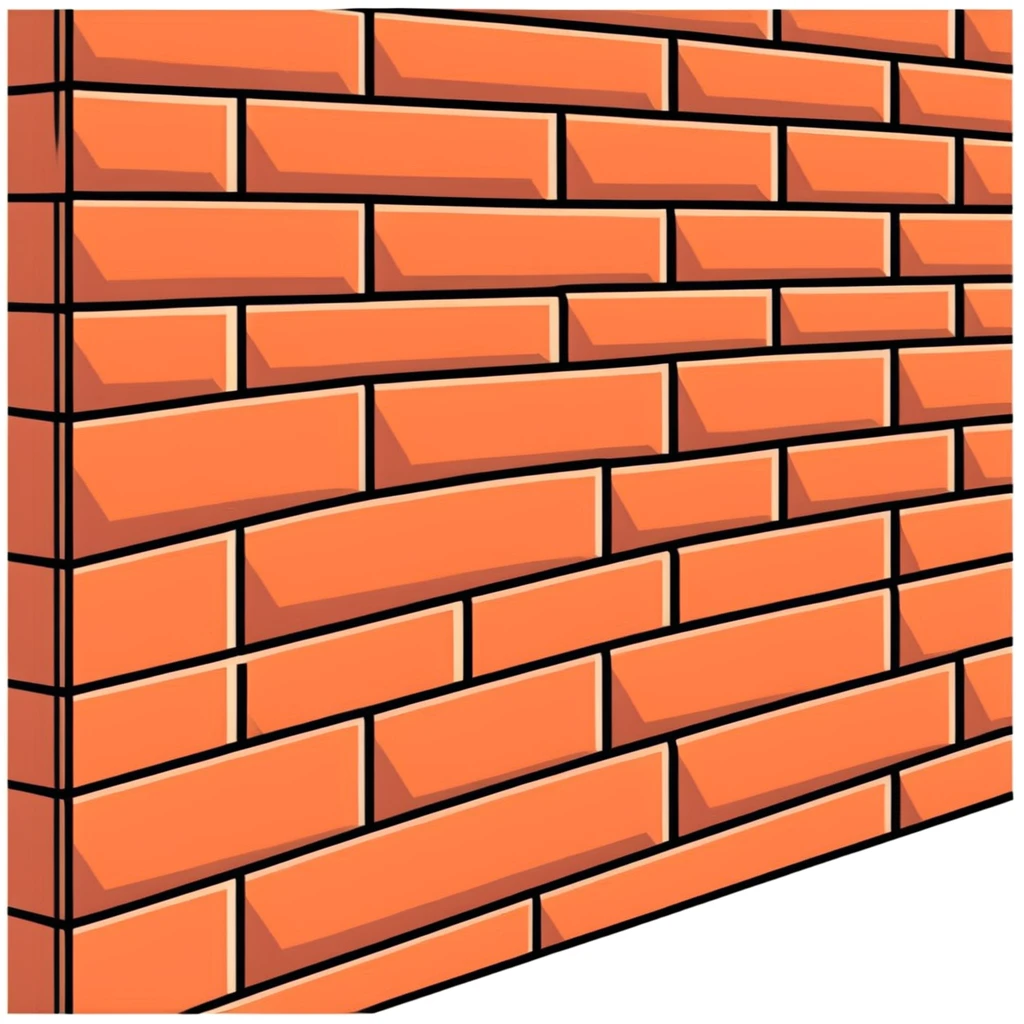 brick wall viewed from the side, perspective view emoji
