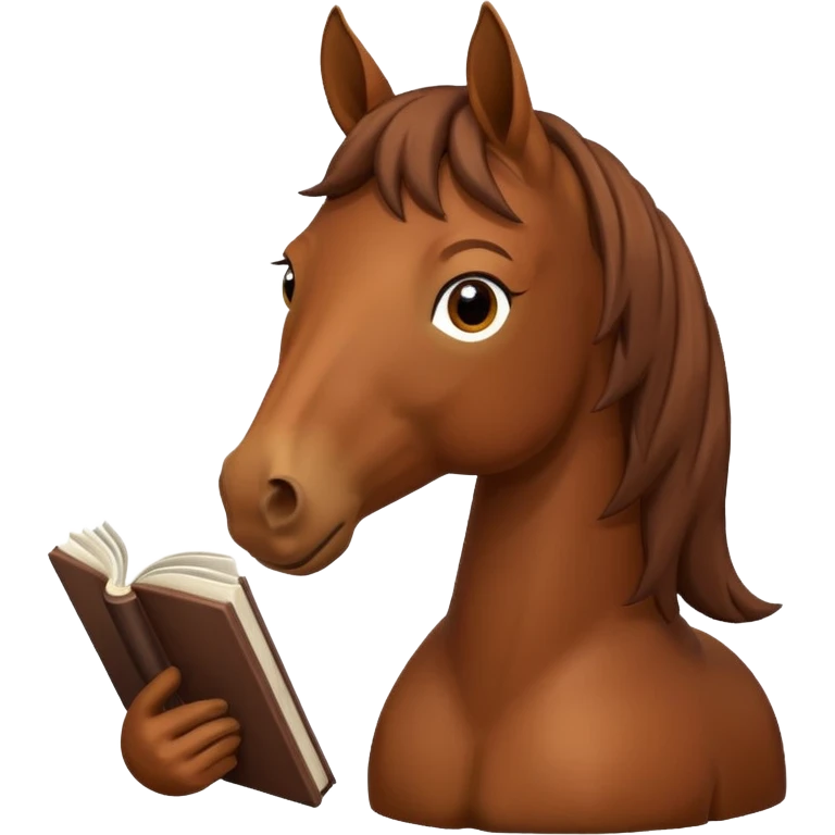 brown horse with book emoji