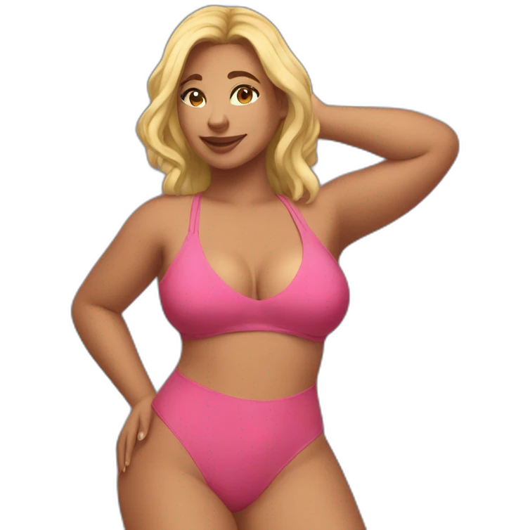 Slim-Thicc caucasian woman swimsuit posing emoji