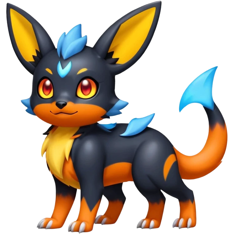 Cute Shiny Guilmon-Quilava-Umbreon-Fakémon-hybrid-creature (full body)  emoji