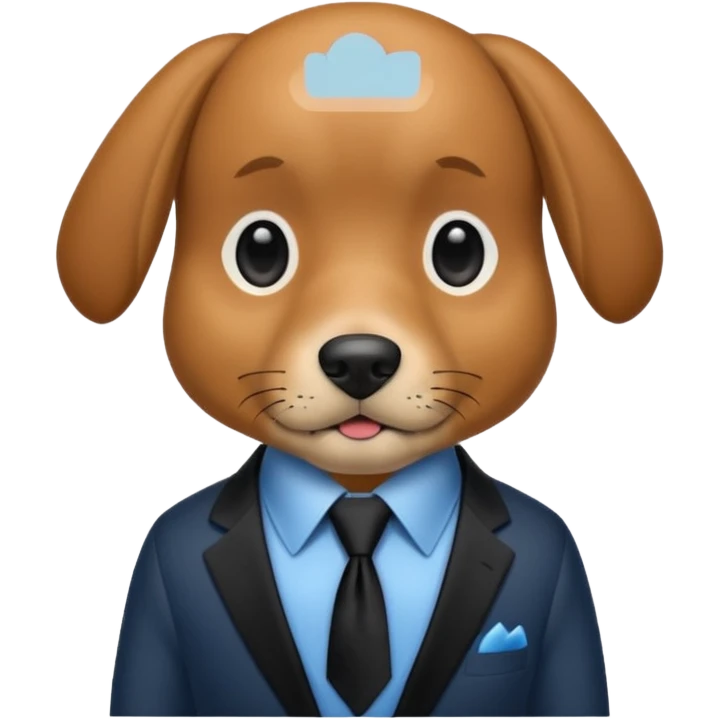 brown dog with black tie,blue shirt emoji