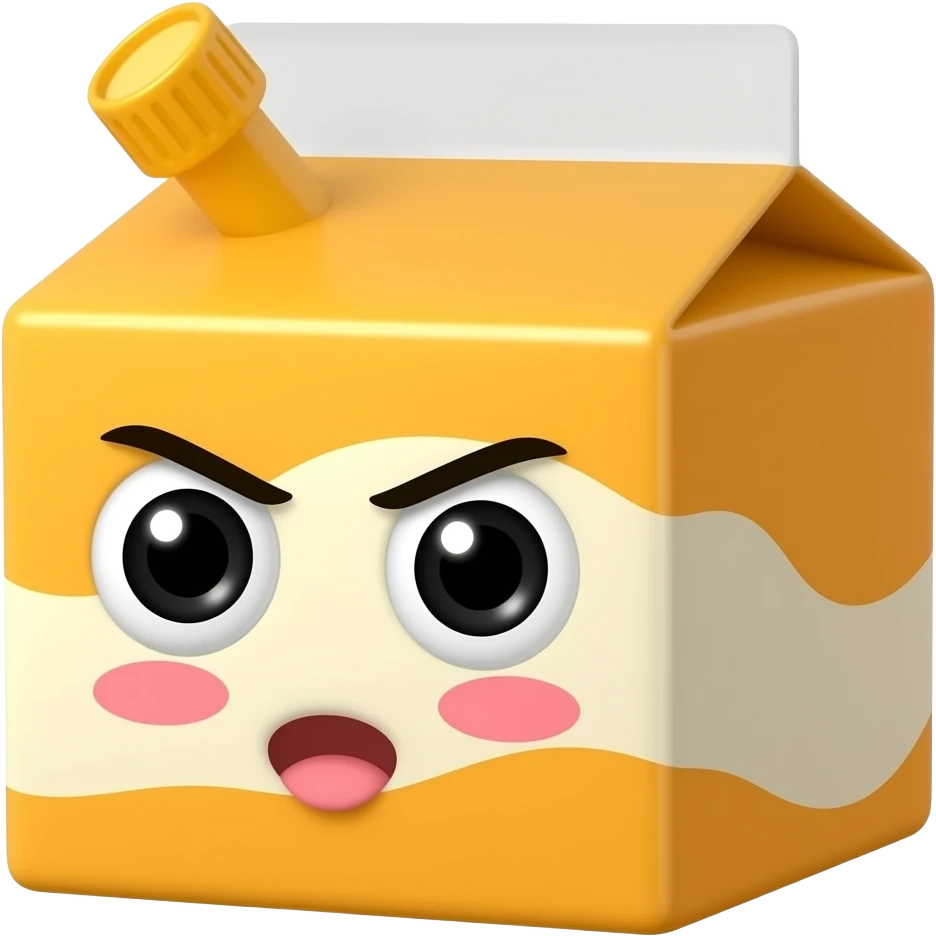 Kawaii juice box giving a suspicious look emoji