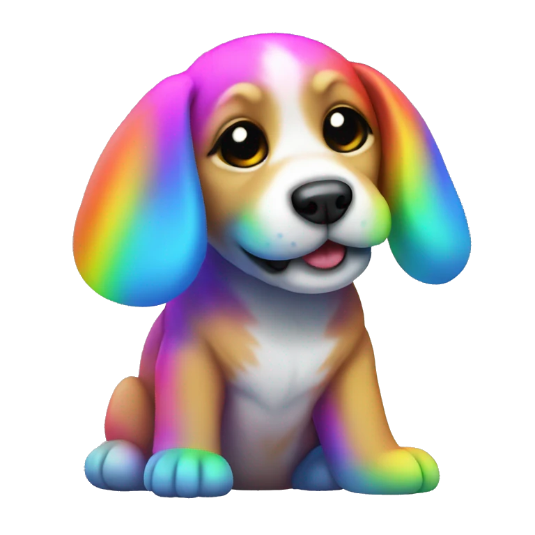 neon rainbow puppy emoji