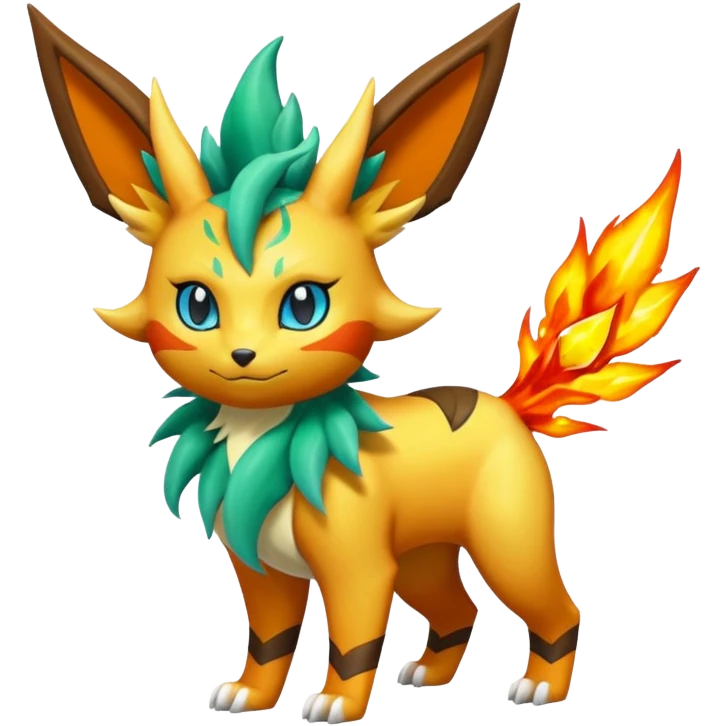 Torracat-Amaura-Leafeon-Fakémon-Digimon-fusion (full body) emoji