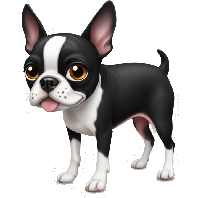 Boston terrier black & white with sausage emoji