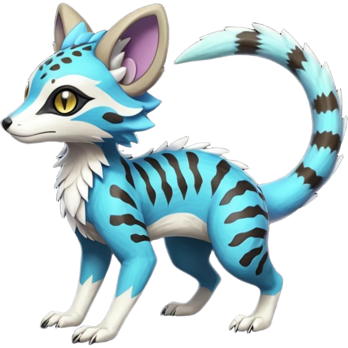 Rare realistic exotic cute epic pretty beautiful handsome gorgeous aesthetic colorful vibrant Vernid-Protogen-Primagen-Wickerbeast-Genet-Sergal-Trico-species-Fakemon-hybrid-creature by LiLaiRa, beautiful intricate markings, full body emoji