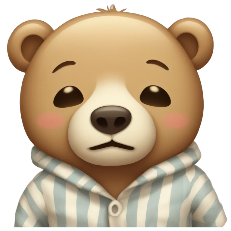 Cute bear in old fashioned pajamas sleeping emoji