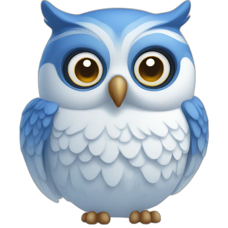 Blue and white owl emoji