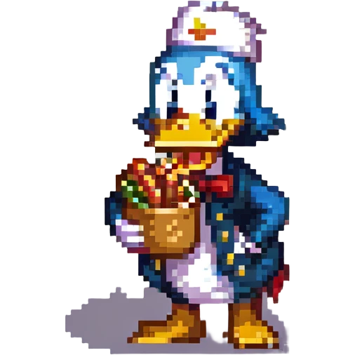 Donald Duck eating a hot dog emoji