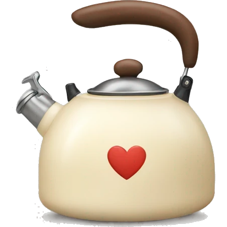 Cream colored heart shaped kettle emoji
