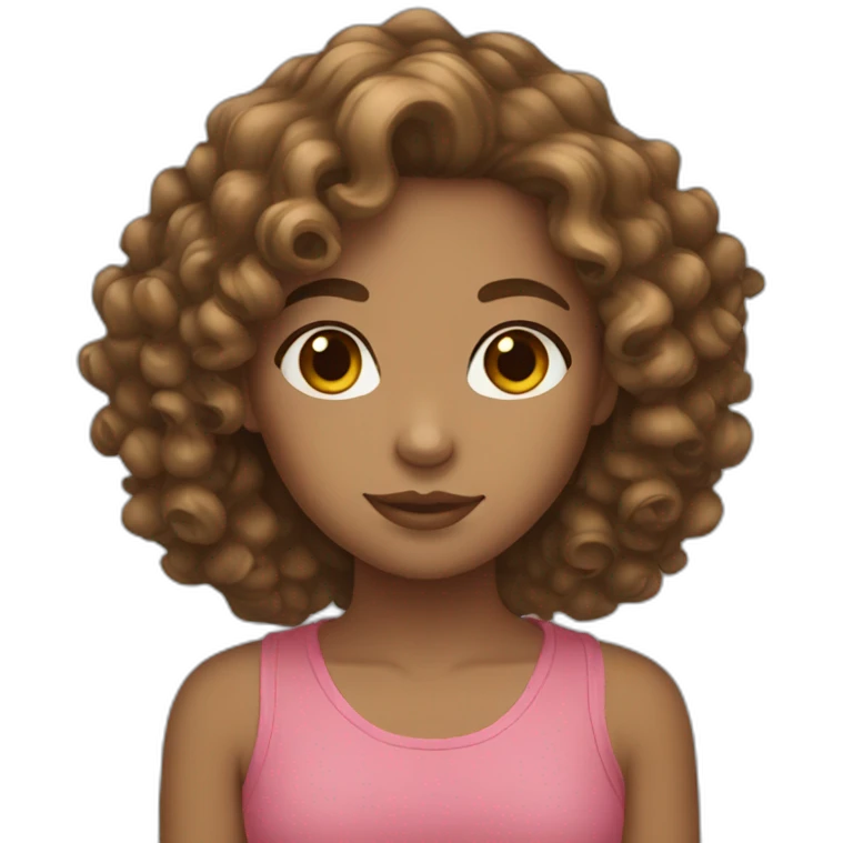 one girl with light skin curly brown hair emoji