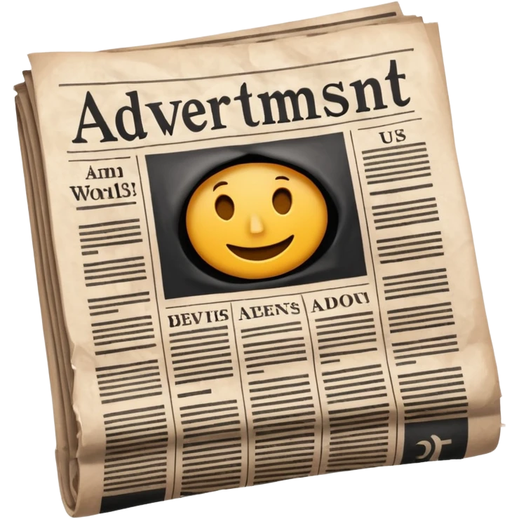 NEWSPAPER WITH BOLD LETTER PRINTED AS "advertisement "  emoji