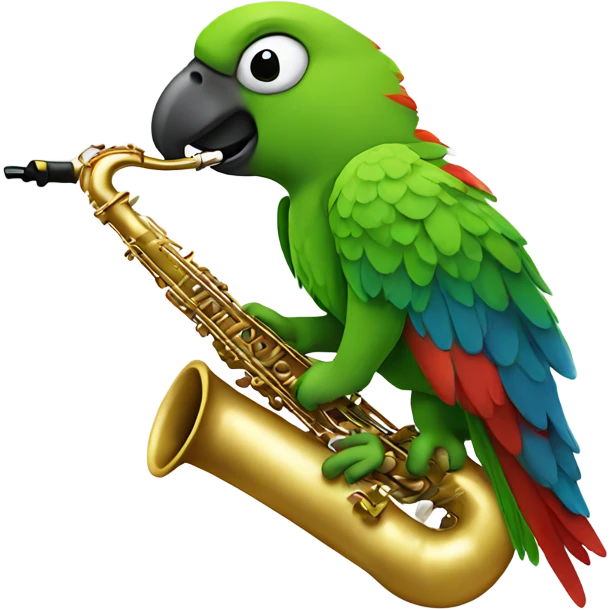 Parrot playing the saxophone  emoji
