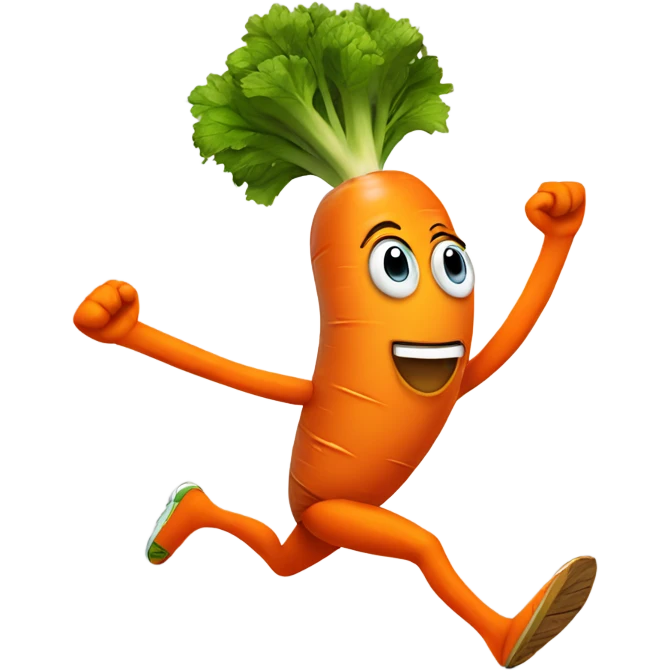 sprinting carrot with arms, legs, and a headband emoji