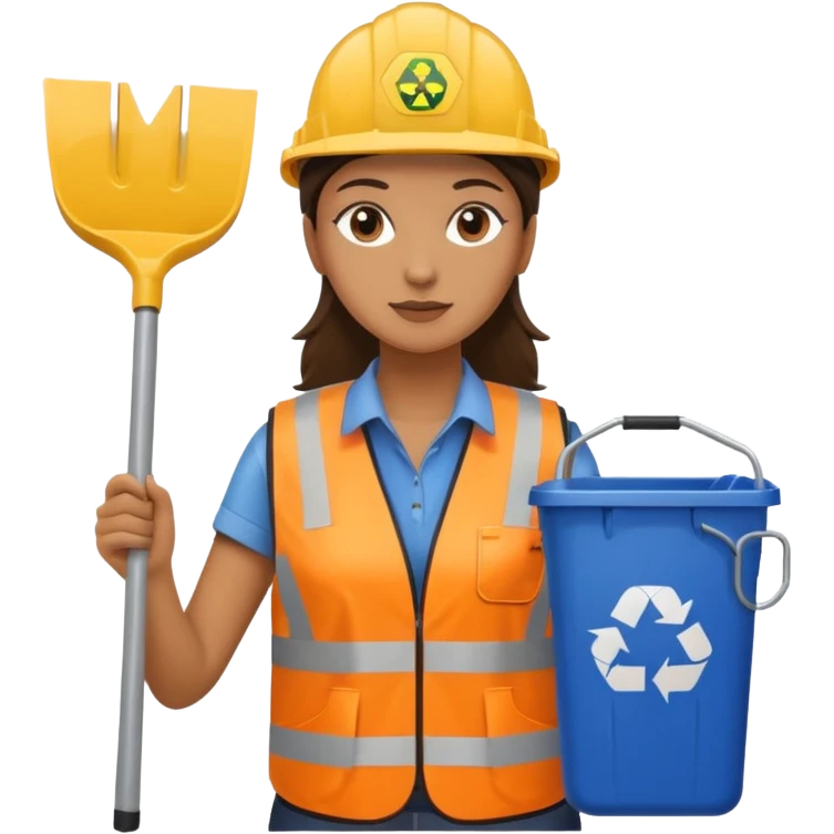 women, Waste Management, safety vest, trash picker emoji