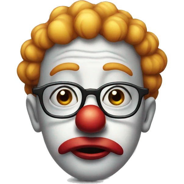 Sad clown with glasses emoji