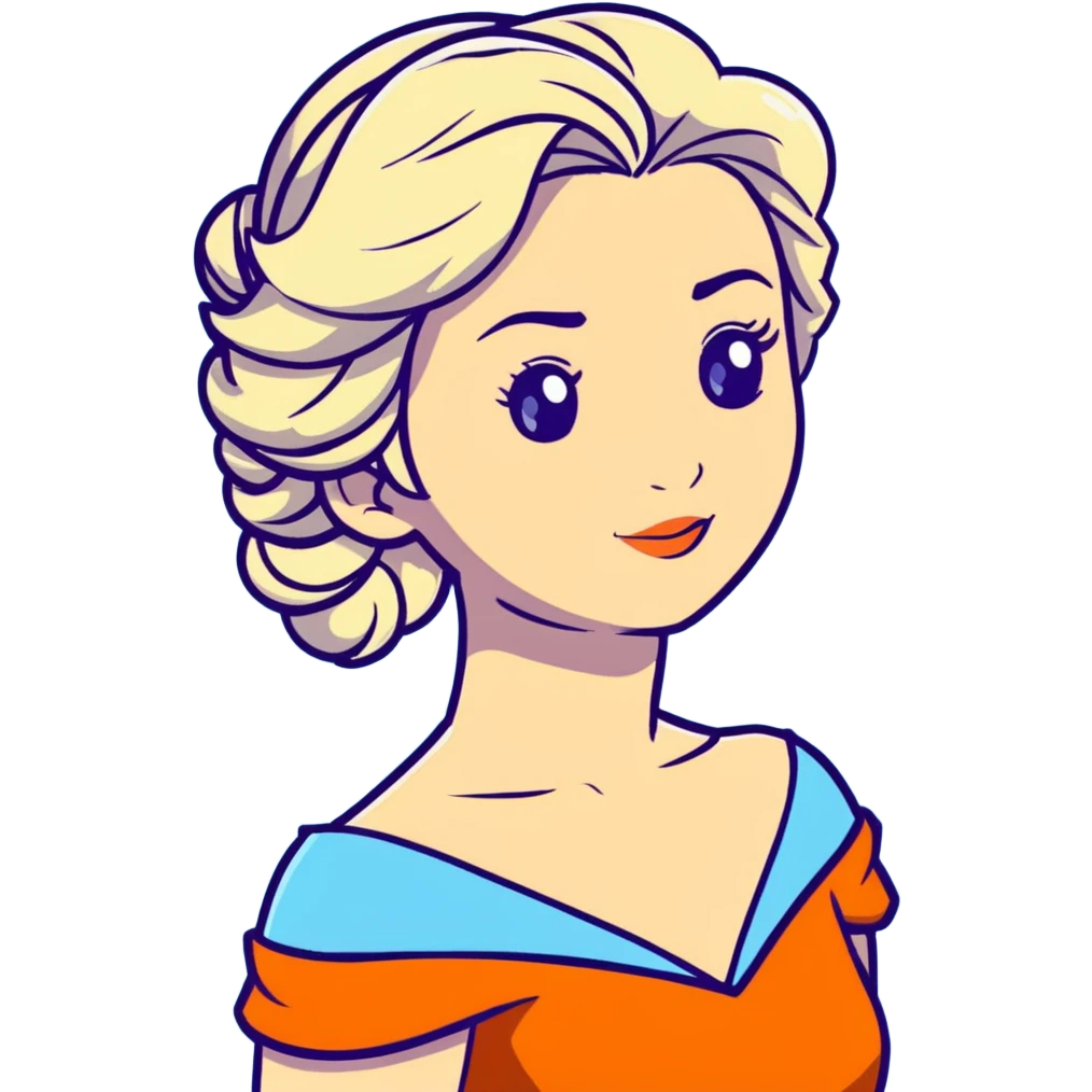 Elsa ice queen from Frozen with blue dress, chest up portrait emoji