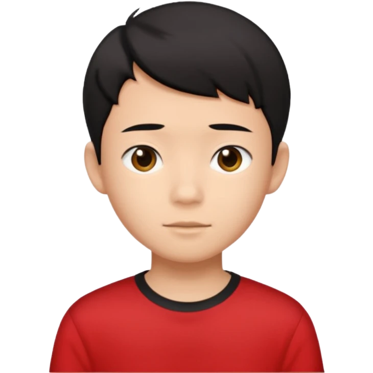 asian boy teenager black short hair red shirt emoji