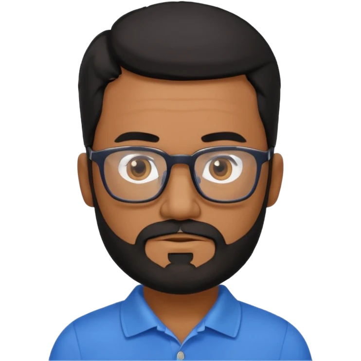 A tanned 50year old bearded man with black hair wearing glasses and a blue polo emoji