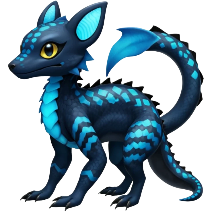 L Scaley Exotic Salandit-Aurorus-Umbreon-Fakémon-hybrid-creature (full body)  emoji
