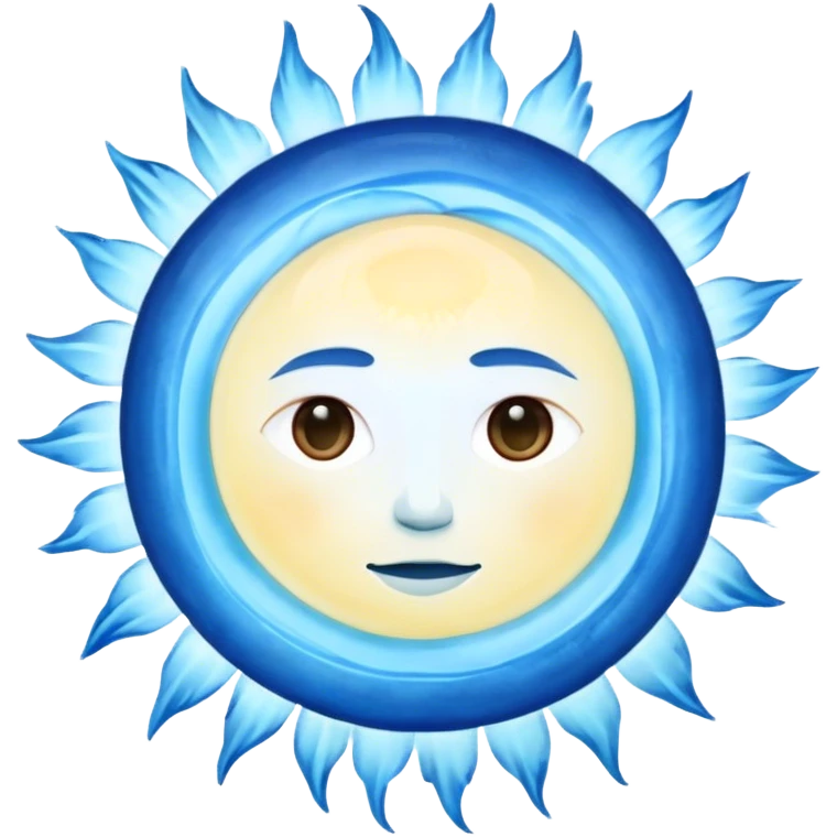 "A mystical blue sun surrounded by soft watercolor light rays."
 emoji
