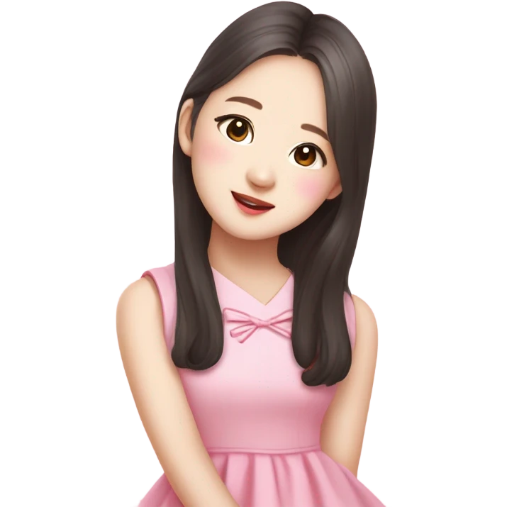 Jang wonyoung asian kpop cute girl wearing pink dress emoji