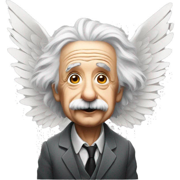 Albert Einstein with a pair of wings emoji
