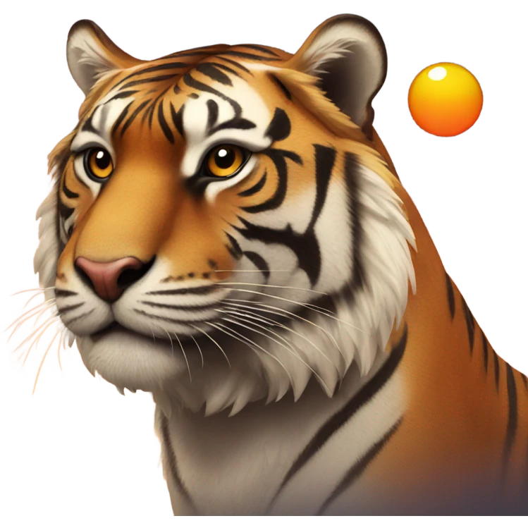 Tiger with rising sun emoji