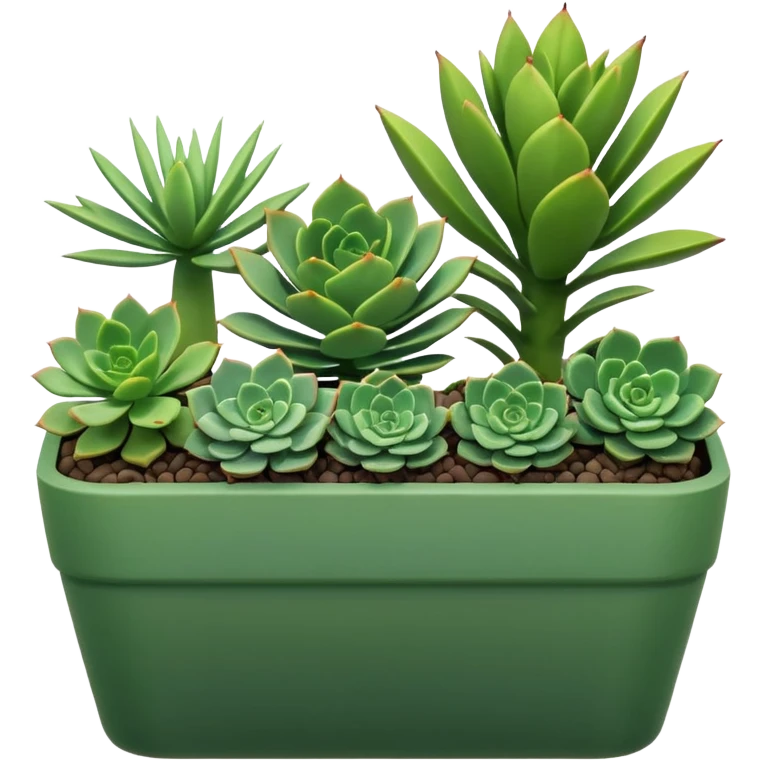 succulents in a long green planter emoji