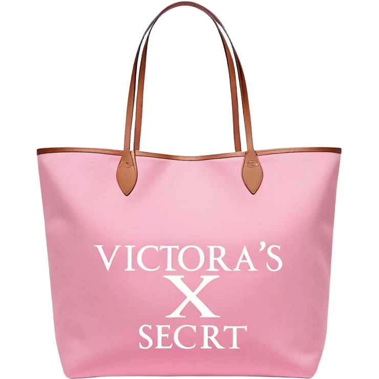 Victoria's Secret pink tote bag with logo emoji