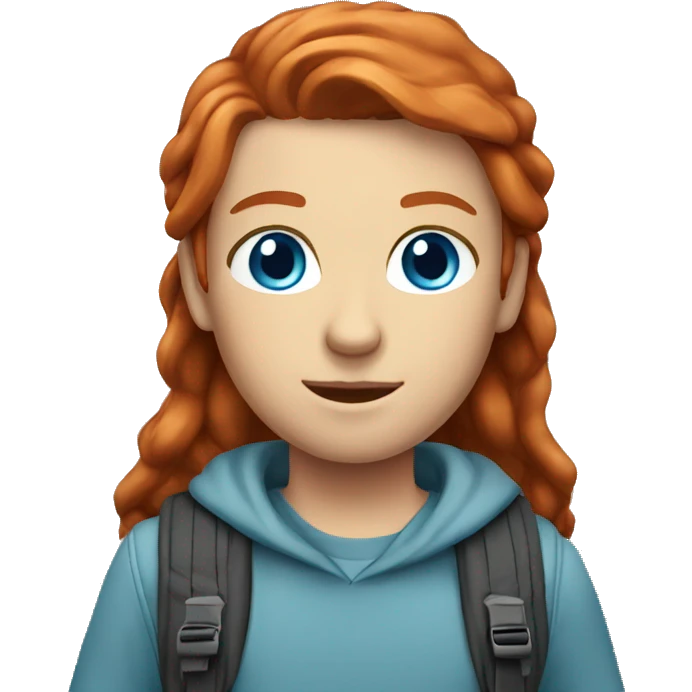 Redhead blue eyes wearing backpack  emoji