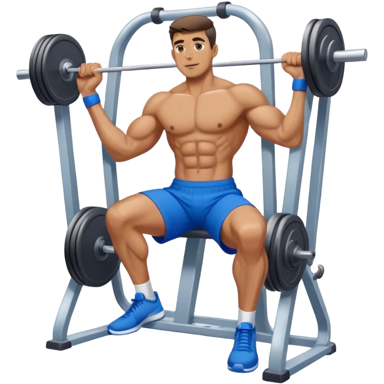 standing fit man with blue shorts cable-machine-exercise emoji