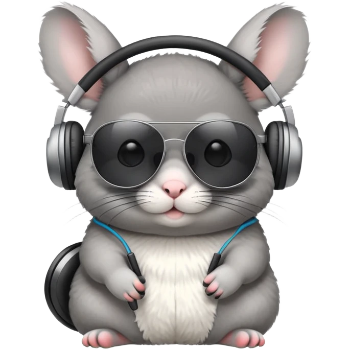 chinchilla with sunglasses and headphones emoji
