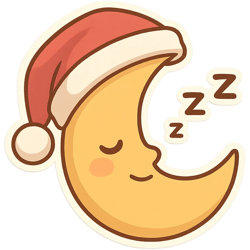 一个戴着圣诞帽睡觉的弯弯月亮 emoji