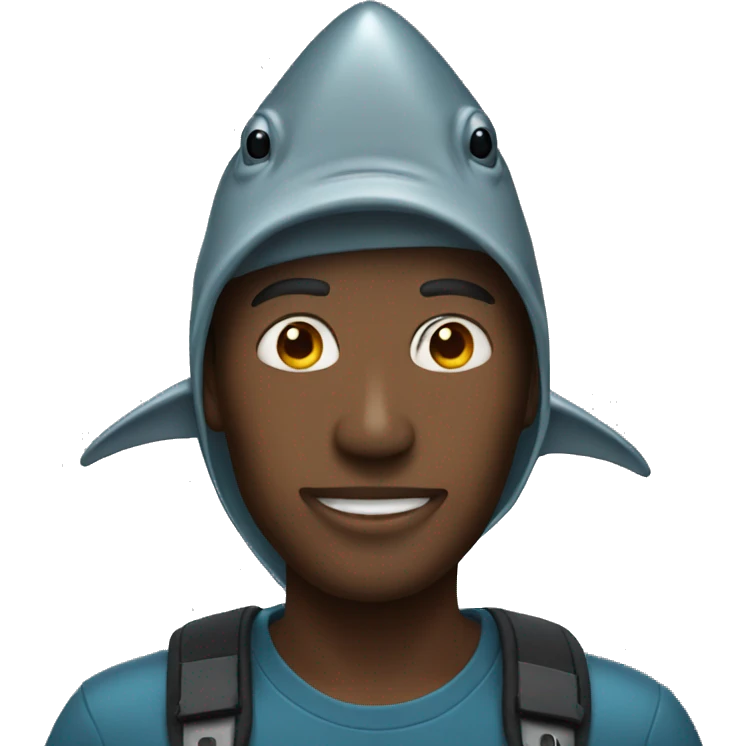human with shark hat emoji