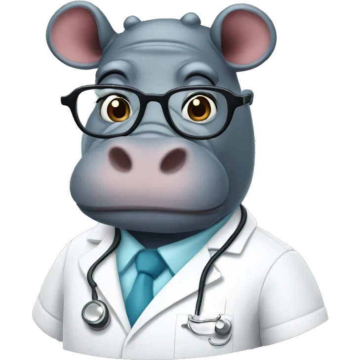 Hippo doctor with glasses emoji