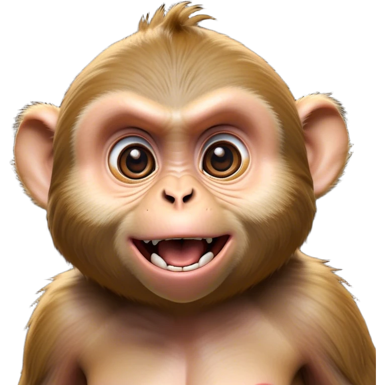 Cinematic Comical Macaque Portrait Emoji, Head tilted dramatically with an exaggeratedly shocked expression, featuring a dynamic, animated face with wide, comically expressive eyes full of humorous disbelief, Simplified yet hilariously expressive features, highly detailed, glowing with a slightly sassy glow, high shine, dramatic yet playful, stylized with an air of quirky primate attitude, soft glowing outline, capturing the essence of a meme-worthy macaque that looks ready to side-eye its way into viral fame! emoji
