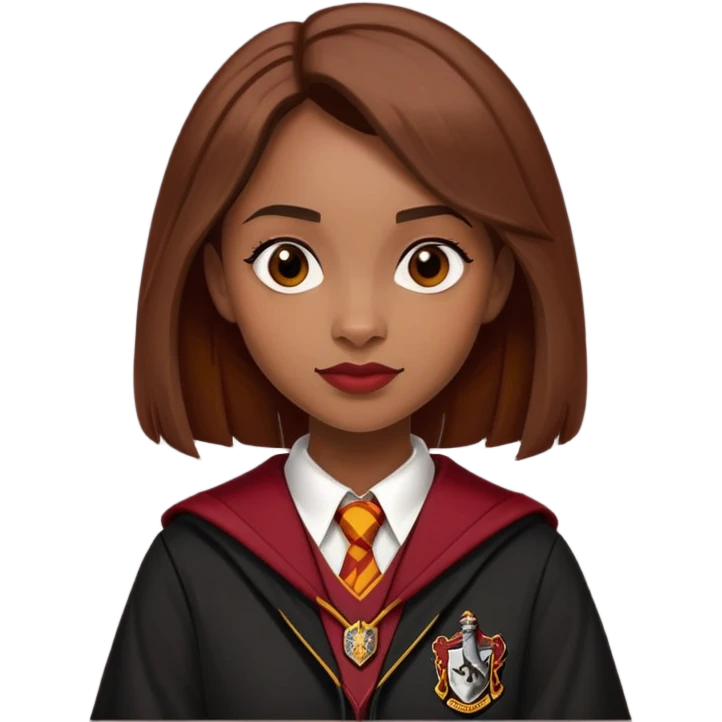 Angelina Johnson in harry potter, wear hogwarts gryfindor uniform emoji
