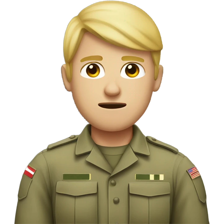 Male army solider blonde with tummy ache emoji