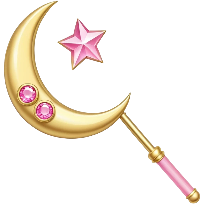 Sailor Moon's Crescent Moon Stick, a pink wand with a gold crescent moon on top and a pink gem in the center emoji