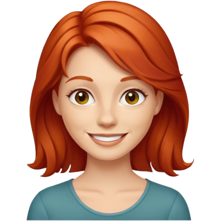 red-haired woman smiling emoji