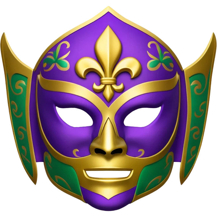 Louisiana themed luchador mask with fleur-de-lis and Mardi Gras colors emoji