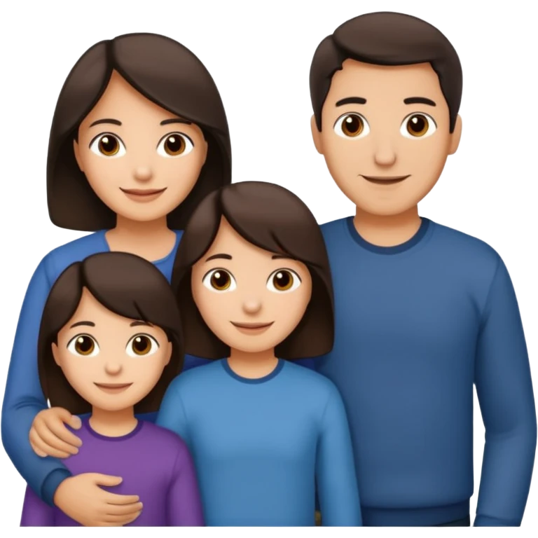 Hispanic family of five: mom, dad, older son, younger son, youngest daughter, all with medium skin and dark brown hair emoji